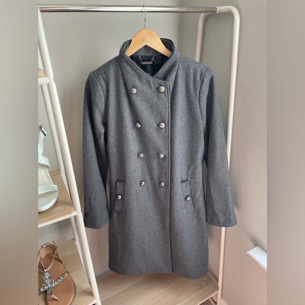 Mossimo gray wool military trench coat